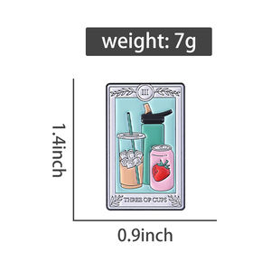 三个杯子珐琅别针塔罗牌灵感胸针咖啡苏打水设计翻领徽章珠宝礼物给朋友 - Product Image 6