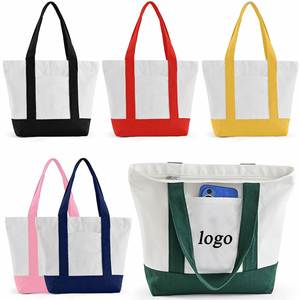 Sac fourre-tout en toile de coton coloré personnalisé avec logo, réutilisable, pour le quotidien et les voyages, grand format avec poche - Product Image 1