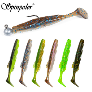 Señuelo de Pesca Suave Spinpoler TPR Shad Bait Bicolor con Cola en T, Wobbler Swimbait con Estructura de Anzuelo y Bolsillo, Acción de Barrido Bicolor - Product Image 1