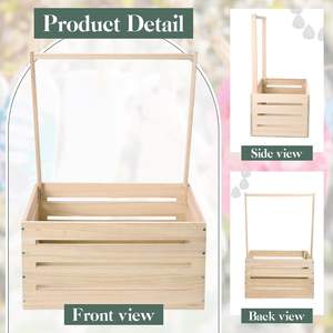 Placard en bois de caisse de douche de bébé, panier en bois nouveau panier-cadeau de bébé avec poignée boîte de rangement de révélation de sexe pour la grossesse nouveau parent - Product Image 2