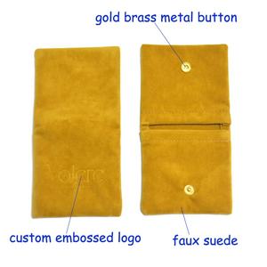 Nouveau design, logo personnalisé, deux poches, pochette à bijoux en daim avec bouton pression - Product Image 4