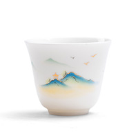 Graisse de mouton Jade bleu et blanc porcelaine peinte à la main en céramique hôte tasse unique tasse de dégustation de thé Kung Fu service à thé tasse unique de thé