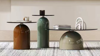 Table basse nordique moderne en verre et métal | Table basse élégante de style européen pour les salons