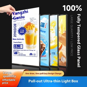 Siêu mỏng kính cường lực quảng cáo hộp đèn <span class=keywords><strong>led</strong></span> chiếu sáng menu treo tường hiển thị đứng bảng hiệu hộp Đèn menu - Product Image 4