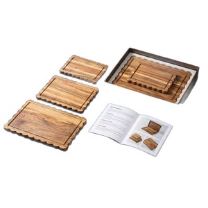 Juego de tablas de cortar de madera de acacia, rectangular, de madera maciza, para cocina, para uso doméstico y en restaurantes. - Product Image 1