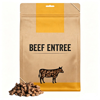 Sachet écologique réutilisable pour aliments secs et snacks, emballage en papier kraft à fond plat avec fenêtre pour bœuf séché