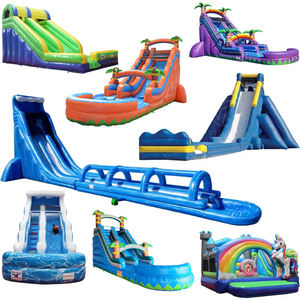 Château gonflable personnalisé avec logo, toboggan et structure de saut pour enfants et adultes, en PVC, avec souffleur inclus - Product Image 4