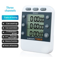 Minuteur numérique 3 canaux à compte à rebours indépendant, volume réglable avec lumière clignotante pour cuisine, laboratoire, étude - Vente chaude