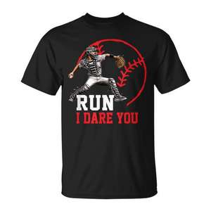 T-shirt Baseball Catcher Run I Dare You Throwing Action - Product Image 1