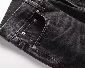 2025 High Quality <strong>Men's</strong> Cotton Jeans Casual Black Grey <strong>Patchwork</strong> Vintage Wash Custom Flares Denim <strong>Trousers</strong> for <strong>Men</strong> - Product Image 4