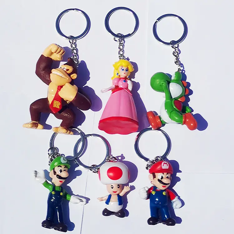 Hot wholesale Anime games 4 to 9 cm PVC Plastic toys for boys kids Accessories for bag Mario figure Super Mario Mario keychain
