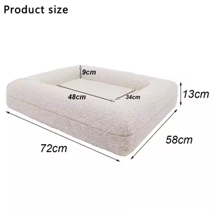 Cama para perro de espuma ortopédica Boucle de hilo crema neutral de lino impermeable cubierta extraíble lavable - Product Image 6