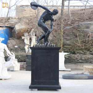 Tallado a mano famoso griego tamaño natural negro Atlético hombres mármol discobolus desnudo atleta masculino estatua escultura para decoración del hogar - Product Image 3