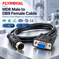 Cable de Comunicación Industrial HMI PLC MD8 Mini DIN de 8 Pines Macho a DB9 Hembra RS232, Conector Serial Personalizado MD8 a DB9