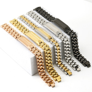 Stainless Steel Watch Band 18k Gold Rose Gold Silver Black Men's Bracelet Durable Stackable Jewelry Accessory - Product Image 1