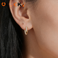 LUCKYJIU Fabricant de bijoux sur mesure, boucles d'oreilles créoles délicates plaquées or 18 carats, serties de zirconiums cubiques, résistantes à l'eau, pour femmes, à porter au quotidien
