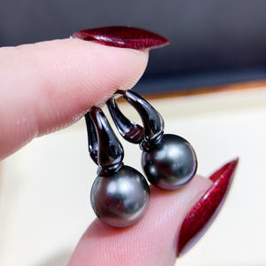 S925 Silver DIY Pearl Accessories 9-15mm Round Beads on 22069 <b>Stand</b> Black and Empty Earnail <b>for</b> Jewelry <b>Earrings</b> - Product Image 2