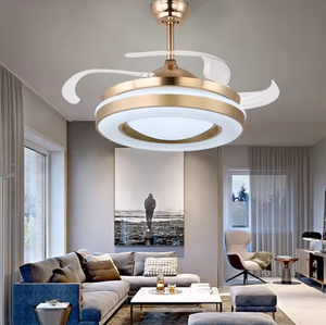 Modern LED <b>Fan</b> Pendant with Retractable Blade Indoor Decorative Fancy Acrylic Lamp Body <b>Remote</b> <b>Control</b> Switch Plug for Home Use - Product Image 1
