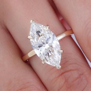 랩 그로운 다이아몬드 링 4 캐럿 합성 다이아몬드 IGI 인증 후작 컷 맞춤 제작 14K 골드 여성용 약혼 반지 - Product Image 5