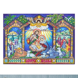 LS speciale dipinto di diamanti fai da te stampato vergine maria e padrino di diamanti speciali arte del diamante a tema religioso - Product Image 6