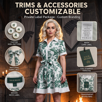 Robe chemise à imprimé floral sous marque privée, usine OEM ODM, col ouvert, patte de boutonnage, manches courtes, poignets à nouer, ceinture auto-ligaturante