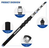 NEEWER MS 300C Perche télescopique en fibre de carbone pour micro, 9,8 pi (300 cm), 5 sections, avec adaptateurs à vis, sangles de câble, sangle d'épaule et sac