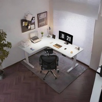 Yazhi Bureau Électrique en L Motorisé, Table Hauteur Réglable en Bois pour Ordinateur Portable, Gaming et Travail