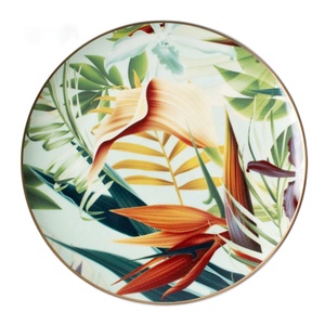 Assiette de service occidentale en céramique, motif feuille de forêt, en porcelaine fine, verte, pour la maison - Product Image 6