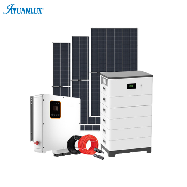 Renewable Home Hybrid Solar Power System 5kw 10kw with MPPT Controller Lithium Ion Battery Hybrid Inverter PV Panels
