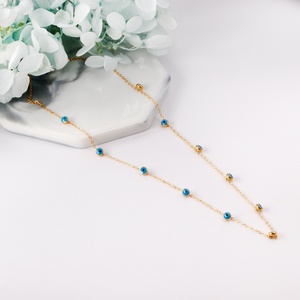 Wholesale High Quality Eye Stainless Steel Hamsa <b>Hand</b> 18k <b>Gold</b> Plated Beaded Charm Chain Choker Pendant Necklace - Product Image 2