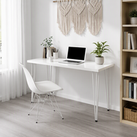 Bureau d'ordinateur moderne et minimaliste avec pieds en forme d'épingles à cheveux, table d'étude pour ordinateur portable et écriture, idéal pour le télétravail