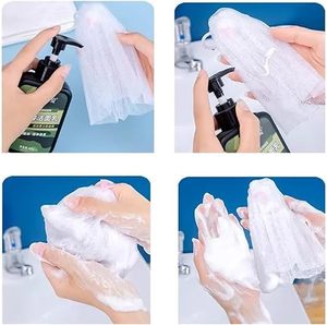 Nettoyant visage Kami, boule exfoliante en maille, forme rectangulaire, filet à mousse pour savon, mousseur pour le corps, enfants et adultes - Product Image 6