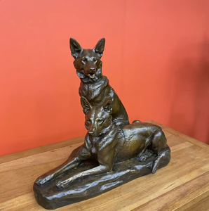 Statue de chien monumentale en laiton brun patiné sur mesure, taille réelle, sculpture animale pour propriété, vente en gros - Product Image 3