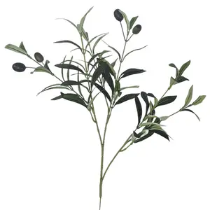 Rama y tallo de fruta verde Artificial, decoración del hogar, ramas de olivo con hojas, barato