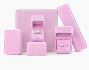 wholesale custom luxury pink velvet big large necklace jewelry packaging box set ring jewellery jewelry boxes with logo