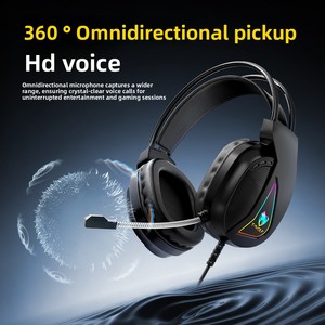 Casque de jeu filaire T-WOLF H160 avec éclairage RVB, son surround stéréo, coussinets d'oreille confortables pour les joueurs, vente directe d'usine - Product Image 5