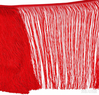 Cordon en macramé rouge tressé à franges pour vêtements, rideaux, couture, broderie