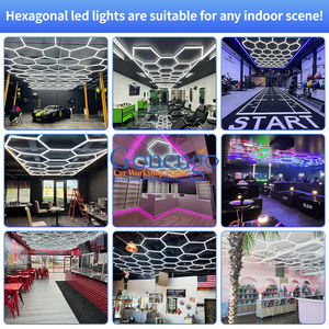 Éclairage professionnel Hexagrid pour station de <span class=keywords><strong>lavage</strong></span> de voitures, lampe de détail, garage, grandes lumières LED hexagonales - Product Image 3