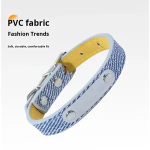 국경 간 공장 새로운 장식 개 목걸이 애완 동물 용품 PVC 새겨진 색상 차단 고양이 목걸이 애완 동물 목걸이 - Product Image 2