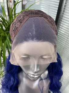 Perucas Frontais Luxuosas Futura 13*3 para Mulheres, 28 Polegadas de Comprimento, Azul, Ondas <span class=keywords><strong>Afro</strong></span>, Fibra Resistente ao Calor, Base de Renda de Seda, Alta Densidade 180% - Product Image 3