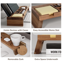 Organisateur de bureau en bois fait main multi-compartiments pour fournitures de bureau, tasses et téléphones, pour ordinateur de bureau