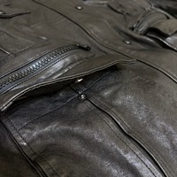 Veste en cuir véritable pour femme, style artisanal, en peau de mouton, col montant, coupe irrégulière, avec plusieurs poches, collection hiver, offre spéciale