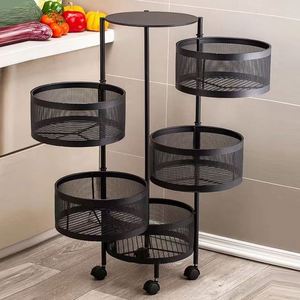 Small Storage Best to Use 5 Tiers Multi-functional Floor Trolley 360 Degree Rotating <b>Kitchen</b> Shelf - Product Image 6