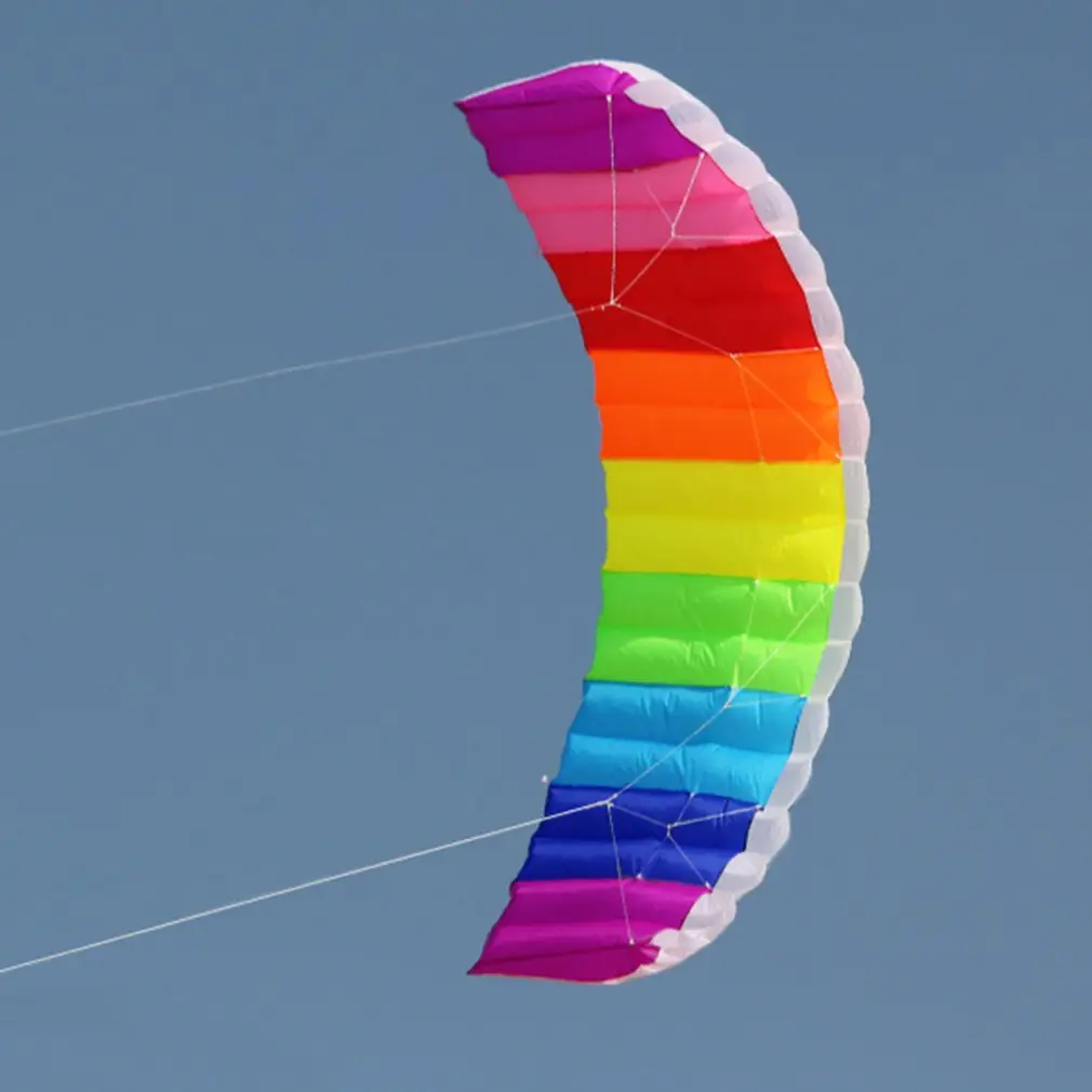 1.4/2/2.7m gökkuşağı çift hatti Kitesurfing dublör paraşüt yumuşak Parafoil sörf uçurtma spor uçurtma büyük açık plaj uçan uçurtma