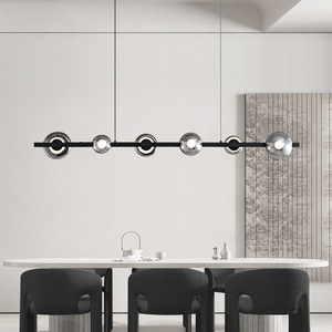 Lustre suspendu de style italien moderne pour restaurant, bar, comptoir, verre de haute qualité, bande LED longue, hauteur réglable - Product Image 4