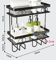 Étagère d'angle de salle de bain en acier inoxydable sans perçage, à poser au-dessus des toilettes, à un seul niveau, pour douche