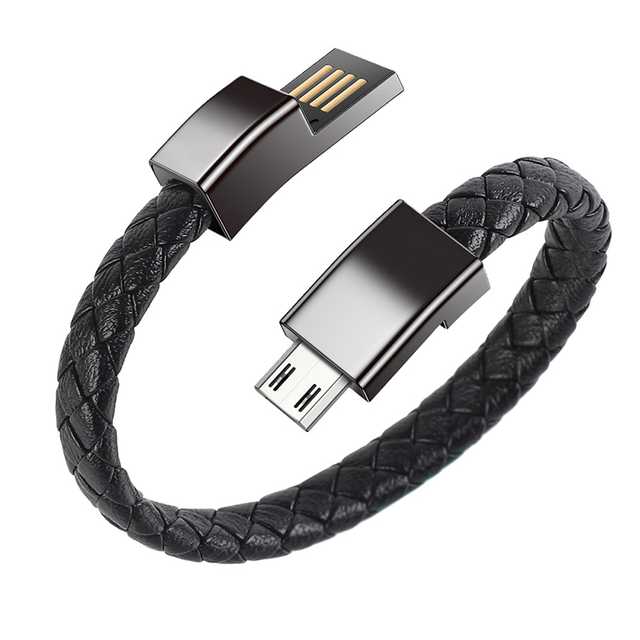 PU Leather Fast Charging Type C USB Cable Charger Bracelet Portable Bracelet Cable Wearable USB C Cable