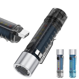 ไฟฉาย LED ขนาดเล็กแบบชาร์จได้ พร้อมแสงสีแดงและสีน้ำเงิน ไฟฉายพวงกุญแจสำหรับใช้งานกลางแจ้ง วัสดุ ABS - Product Image 5