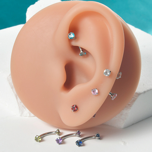 Anneau de sourcil en acier chirurgical incurvé <span class=keywords><strong>Piercing</strong></span> Barbell CZ Stud Labret Lip Ring Earring Tragus Helix Rook <span class=keywords><strong>Bridge</strong></span> <span class=keywords><strong>Piercing</strong></span> Jewelry - Product Image 4