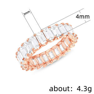 Anelli di Lusso F446 con Diamanti Taglio Smeraldo in Oro Massiccio 18K Colore D Naturale Gioielli da Sposa per Donne - Product Image 6